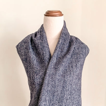 Luxe Herringbone Blanket Wrap - Blue