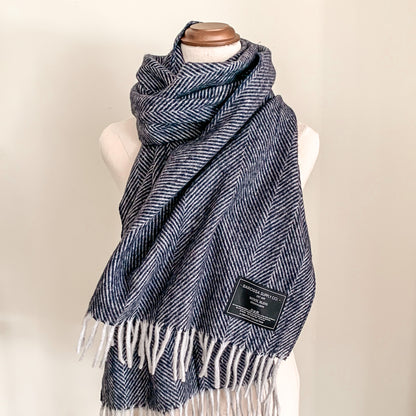 Luxe Herringbone Blanket Wrap - Blue