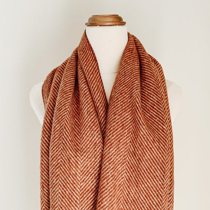 Luxe Herringbone Blanket Wrap - Rust