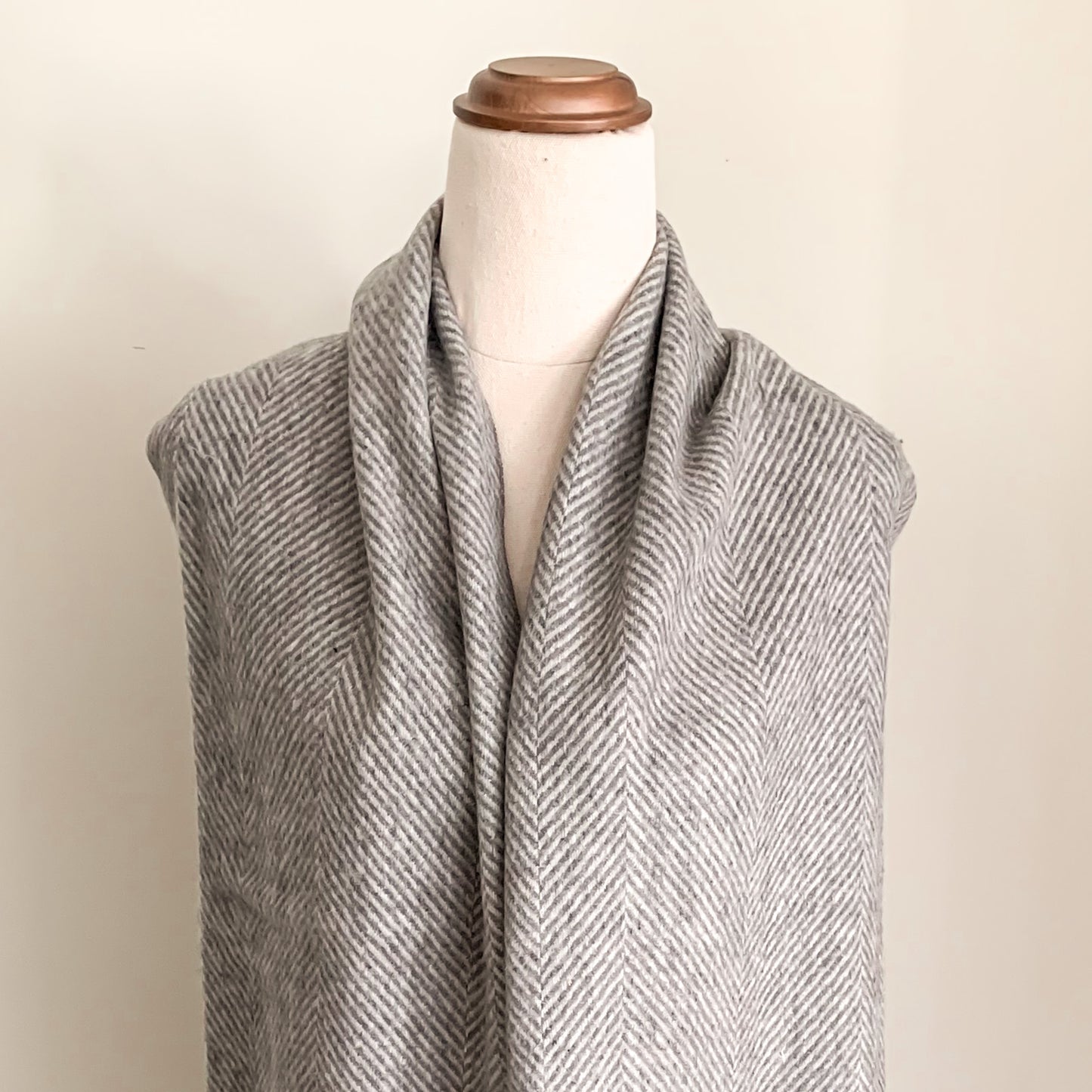 Luxe Herringbone Blanket Wrap - Light Grey